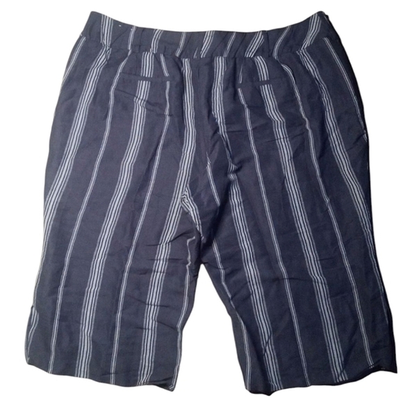 Lane Bryant Striped Navy & White The Laney Capris Linen Blend Size 26 - Picture 6 of 9